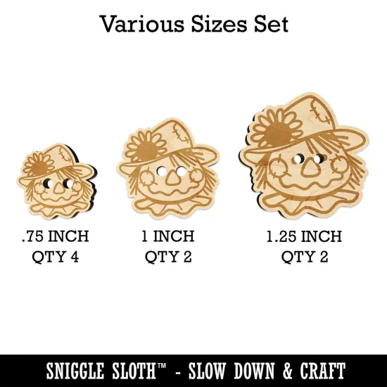 Cute Scarecrow Face Wood Buttons for Sewing Knitting Crochet DIY Craft {1}