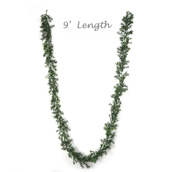 9ft Green Boxwood Garland - 4-Pack, 384 Lifelike Tips, Perfect for Home, Wedding & Event D&eacute;cor - Spring & Year-Round Accent, Floral Home by Artificial Flowers {1}