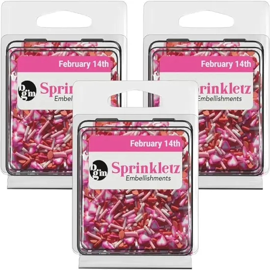 Buttons Galore Sprinkletz DIY Craft Embellishment Polymer Clay Pieces For Slime & Crafts 36 Grams - 3 Packs of February 14th {2}