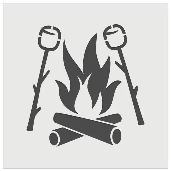 Roasting Marshmallows S'mores Camping Hiking Wall Cookie DIY Craft Reusable Stencil {7}