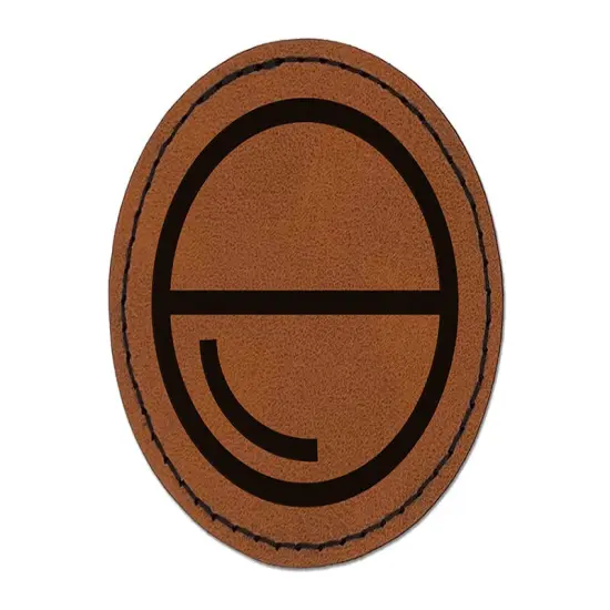 Tablet Pill Medicine Medication Symbol Round Iron-On Engraved Faux Leather Patch Applique - 2.5" Brown {1}