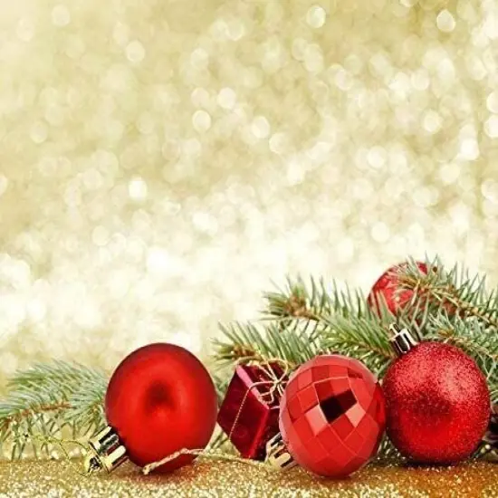 34-Piece Christmas Glitter Ball Ornaments (1.5") Xmas Tree Decorations Red {3}