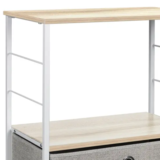 Sorbus Nightstand 2-Drawer Shelf Storage - Bedside Furniture & End Table Chest Dresser with Steel Frame, Wood Top & Easy Pull Fabric Bins for Home, Bedroom, Closets, Bathroom, Office & College Dorm Rustic Beige {4}