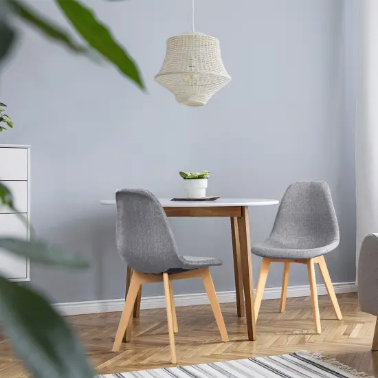 4 Pieces Modern Dining Chair Set with Wood Legs and Fabric Cushion Seat {2}