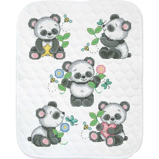 HerrschnersPlayful Pandas Quilt Stamped Cross-Stitch Kit Multi {1}