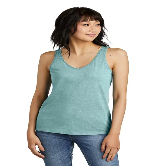 District&reg; Women&rsquo;s Perfect Blend&reg; CVC V-Neck Tank For Adult Heathered charcoal {2}