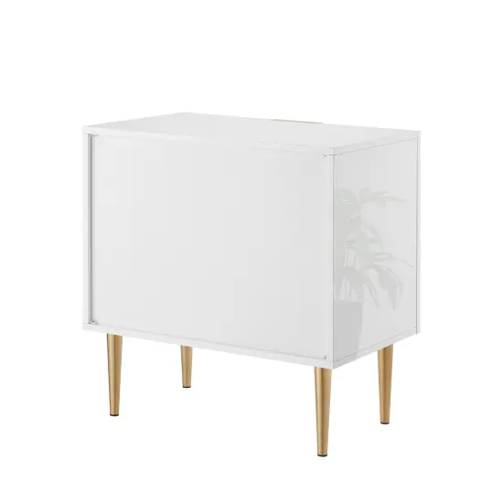Zeynep Side Table/Nightstand White/Gold {5}