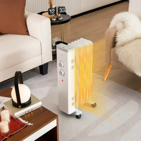 Costway 1500W Oil Filled Space Heater Electric Oil Radiant Heater w/ Safety Protection {3}