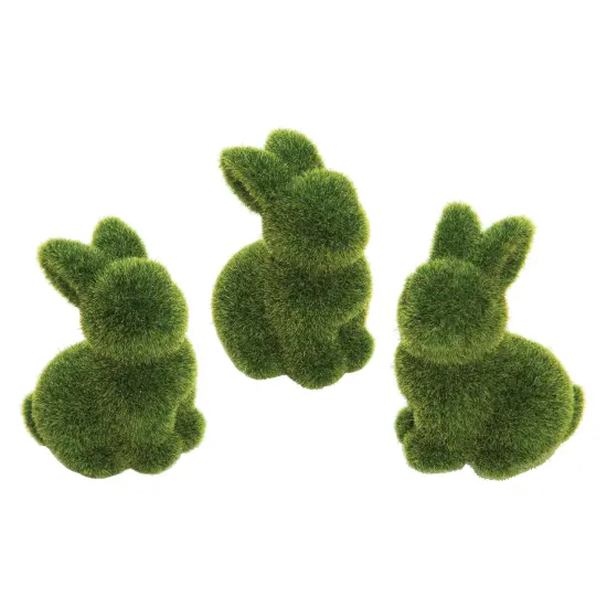 Moss Flocked Easter Bunny Set of 3 {1}