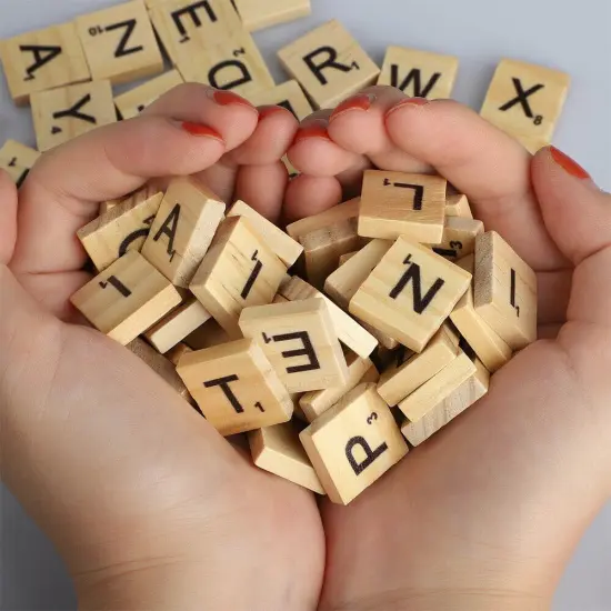 Full Set Wooden Scrabble Letter Tiles for Replacement {3}