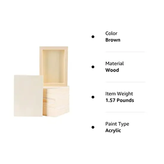 8 Pieces Wood Panels 5 x 7 inch Wooden Canvas Board Unfinished Wooden Panel Boards for Painting, Arts, Pouring Use with Oils, Acrylics {4}