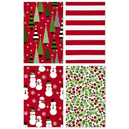Hallmark Christmas Gift Boxes with Lids in Assorted Designs (Pack of 12: Trees, Stripes, Snowmen, Holly) Red, Green and White Patterned Shirt Boxes for Wrapping Gifts {3}