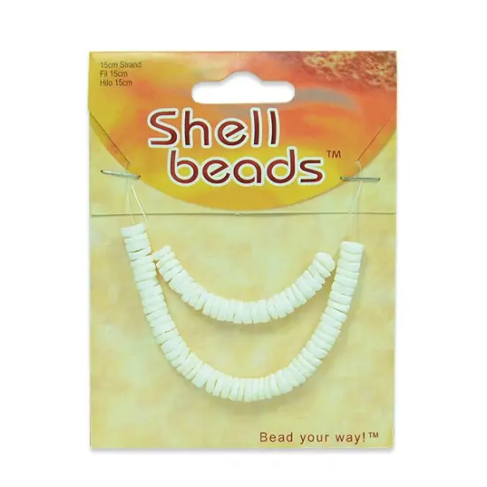 6 Packs of Round Shell Disk Beads - White - 15cm {1}