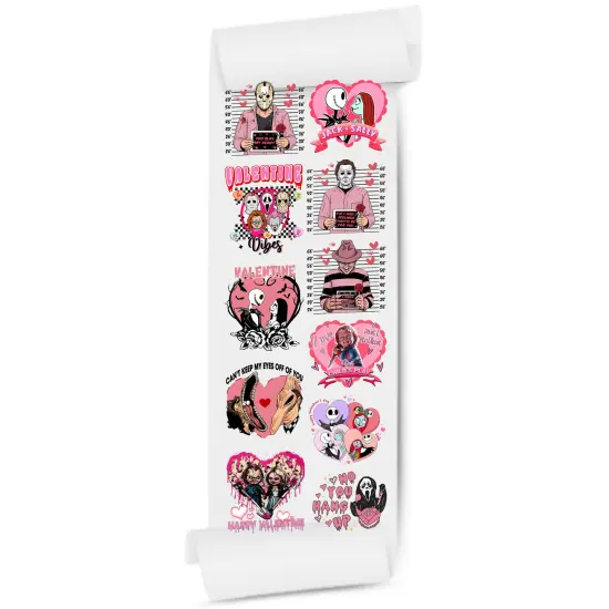 Valentine's Horror Movie Vibes DTF Transfer: 20x60 Direct-to-Film Gang Sheet {2}