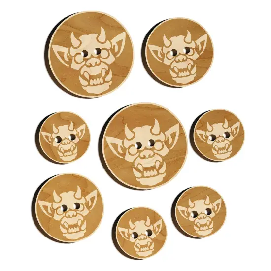 Horned Gargoyle Head Wood Buttons for Sewing Knitting Crochet DIY Craft {7}