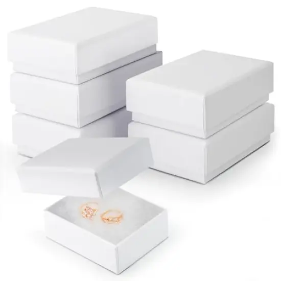 6 Pack Cotton Fill Cardboard Paper Jewelry Box Gift Case Size 3.08x2.3x1.1 Inches (White) {2}