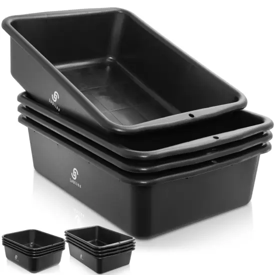 Jubilee 4-Pk Plastic Storage Bin, Bus Utility Tub - Heavy Duty Commercial Dishwashing Box for Restaurant Kitchen Organization and Storage {7}