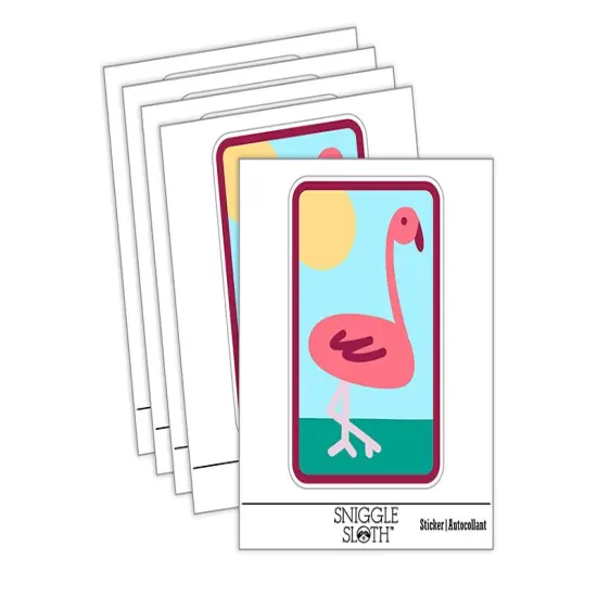 Flamingo Doodle Waterproof Vinyl Phone Tablet Laptop Water Bottle Sticker Set - 5 Pack {1}
