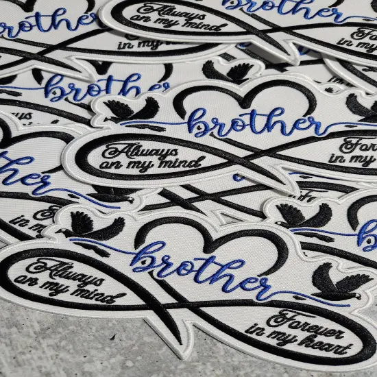 Memorial Infinity Collection: Patch Party Club, "BROTHER" Eternal Remembrance 1-pc, Iron-On Embroidered Patch, Sz 6", Tribute Hono {3}