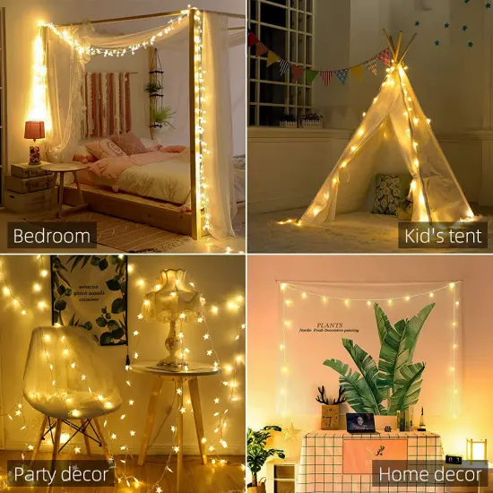 Star String Lights 10Ft 20 LED Fairy Lights Battery Operated Waterproof Indoor Outdoor Twinkle Christmas Lights for Bedroom Party Wedding Xmas Tree Decoration (Warm White) {5}