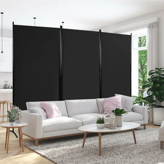 3-Panel Room Divider Folding Privacy Partition Screen for Office Room Black {2}