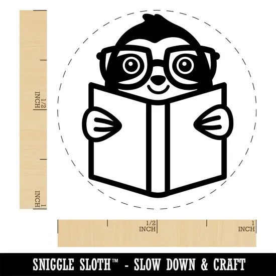 Sloth Reading Book Self-Inking Rubber Stamp Ink Stamper for Stamping Crafting Planners Yellow {1}