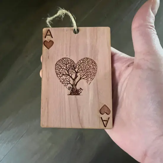 Ace of Hearts Card - Cedar Ornament {2}