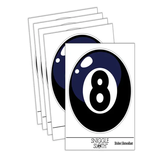 8 Eight Ball Billiards Pool Waterproof Vinyl Phone Tablet Laptop Water Bottle Sticker Set - 5 Pack {1}