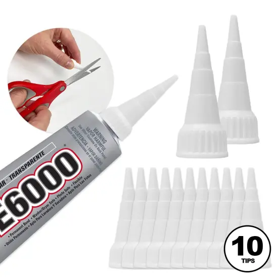Glue Tips Applicator Snip Tips 10-Pack, Works with E6000, Goop, Shoe Goo, Bead Jewelry E6000, Loctite (3.7-Ounce Sizes), E6000 Glue Applicator Tip {2}