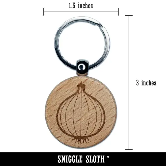 Vegetable Onion Plant Engraved Wood Round Keychain Tag Charm {2}