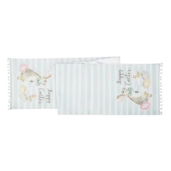 Spring "Happy Easter" Blue Stripe Table Runner 13" x 72" {1}