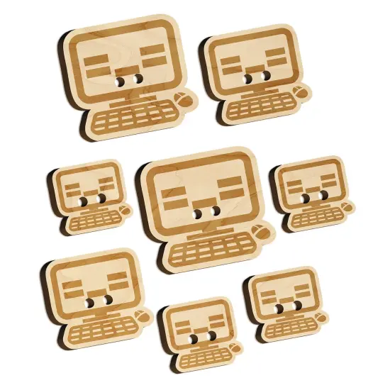 Tired Kawaii Computer Face Emoticon Wood Buttons for Sewing Knitting Crochet DIY Craft {7}