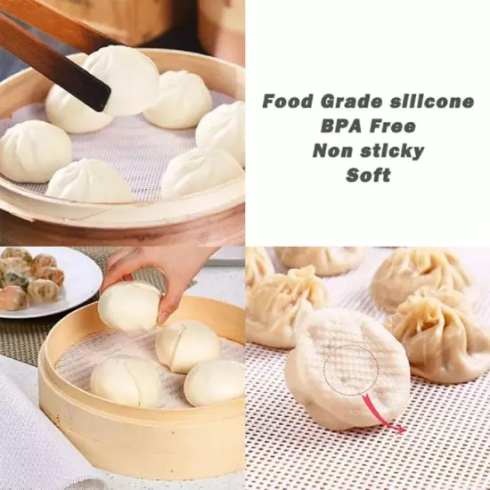 4 Pcs Reusable Round Silicone Steamer Liners Non-stick {3}
