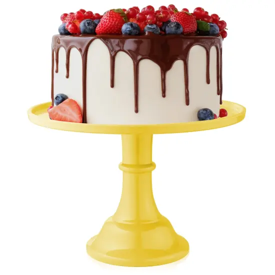 Round Pedestal Cake Stand for Weddings and Birthday Parties Yellow {1}