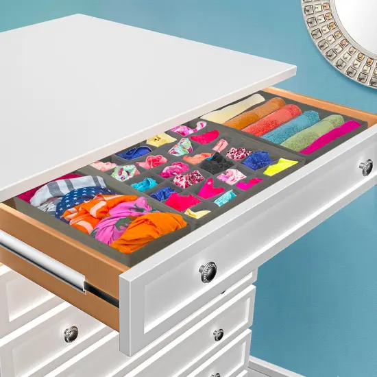 Sorbus Set of 4 Foldable Drawer Dividers, Storage Boxes, Closet Organizers, Under Bed Organizer Grey {2}