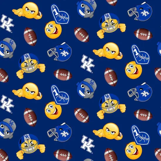 Sykel Enterprises-University of Kentucky Fleece Fabric-Kentucky Wildcats Emoji Fleece Blanket Fabric-Sold by the yard {1}