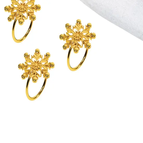 Gold Winter Snowflake Decorative Napkin Ring Set of 4 {4}