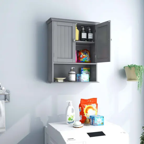 Costway Bathroom Wall Cabinet Medicine Storage Organizer with Adjustable Shelf & 2 Doors {4}