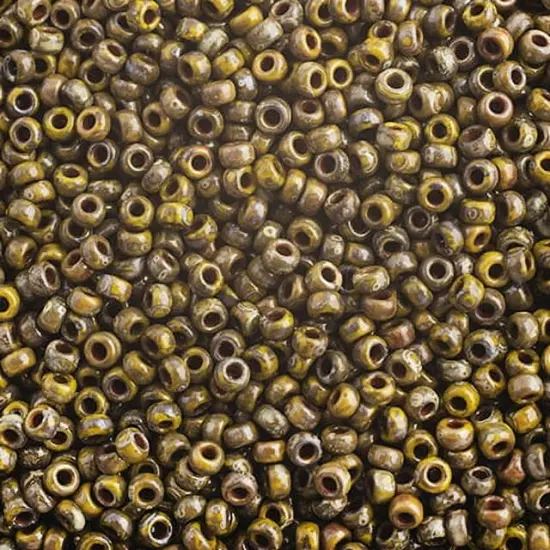 Miyuki 250g Opaque Picasso Round Rocailles Seed Beads, 11/0 Dark Yellow #4519 {1}
