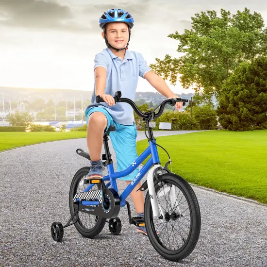18 Feet Kid's Bike with Removable Training Wheels Navy {1}