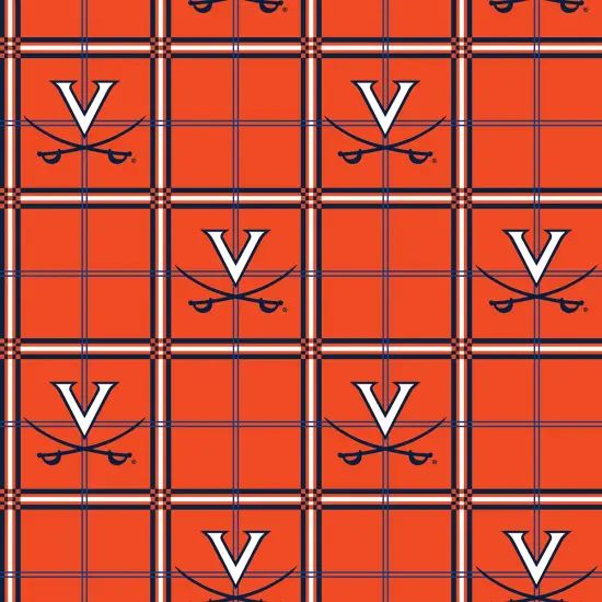 Sykel Enterprises-University of Virginia Flannel Fabric-Virginia Cavaliers Plaid Cotton Flannel Fabric {1}