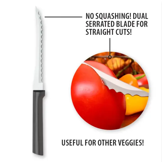 Rada Tomato Slicer Knife, Stainless Steel Cutlery, Hand-Sharpened, Double-Sided Serrated Blade and Durable Resin Handle {3}