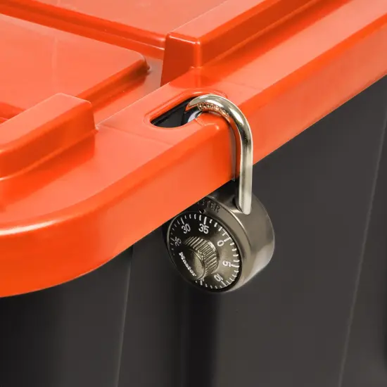 IRIS USA 27Gal Heavy-Duty Storage Plastic Bin Tote Container for Garage with Durable Lid Orange {4}