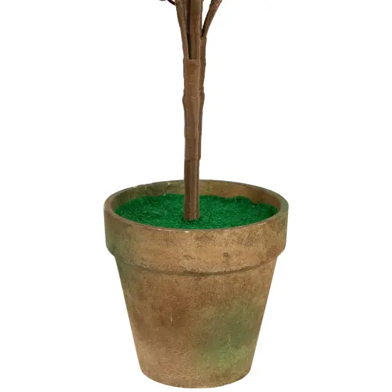 Northlight Pre-Lit Berries and Pine Artificial Potted Christmas Tree - 3' - Warm White LED Lights Green {7}