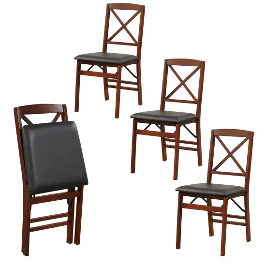 Set of 2 Folding Dining Chairs with 400 LBS Capacity-Brown {4}