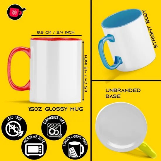 12 Pcs 15OZ El Grande MIXED Colors Inside & Handle Sublimation Mugs With Foam Support Boxes {2}