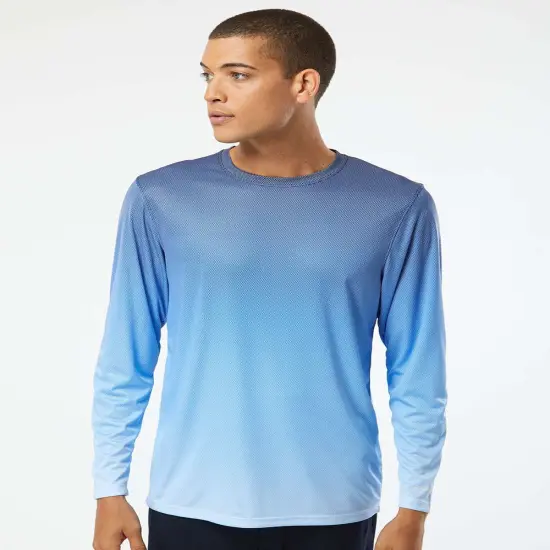 Paragon&reg; Performance Pin Dot Slim Fit Crewneck Long Sleeve T-Shirt Navy/ blue mist {1}