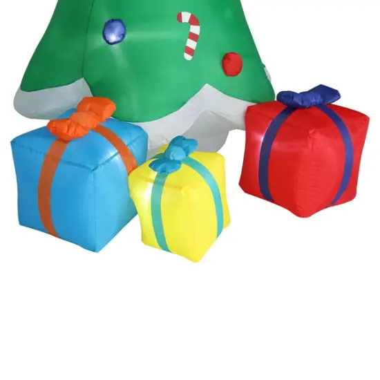 8ft with Snowman Santa Claus 3 Gift Boxes 9 String Lights Inflatable Garden Christmas Tree Decoration {3}