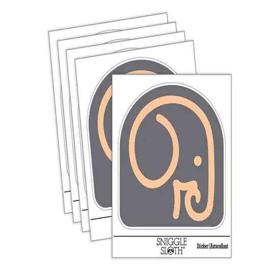 Simple Elephant Head Waterproof Vinyl Phone Tablet Laptop Water Bottle Sticker Set - 5 Pack {1}