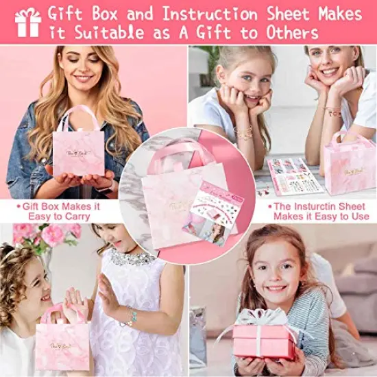 300 Pieces Bangle Bracelets Making Kit, Charm Bracelet Making Kit with Expandable Bangles, Charms, Jump Rings and Pliers for Jewelry Making Bangle Bracelets (with Gift Box and Tools) {6}